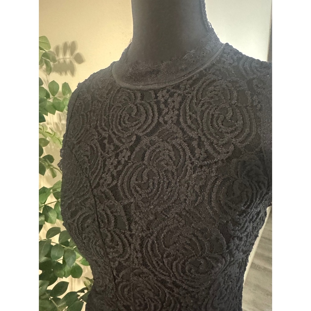 Dainty Hooligan Black Rosette Lace Mock Neck Sleeveless Sheath Mini Dress XS